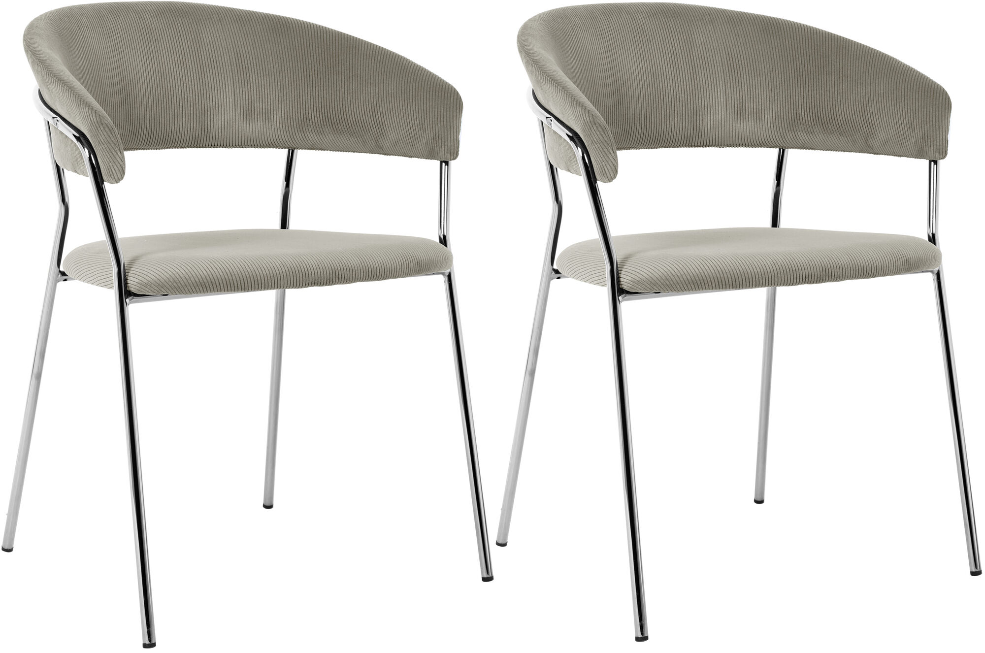 Belle Cord stole m/armlæn, beige chrome – billede-1.