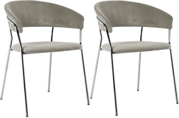 Belle Cord stole m/armlæn, beige chrome – billede-1.