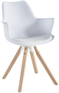 Białe krzesła plastikowe z naturalnymi drewnianymi nogami 58x84 cm – grafika-1.