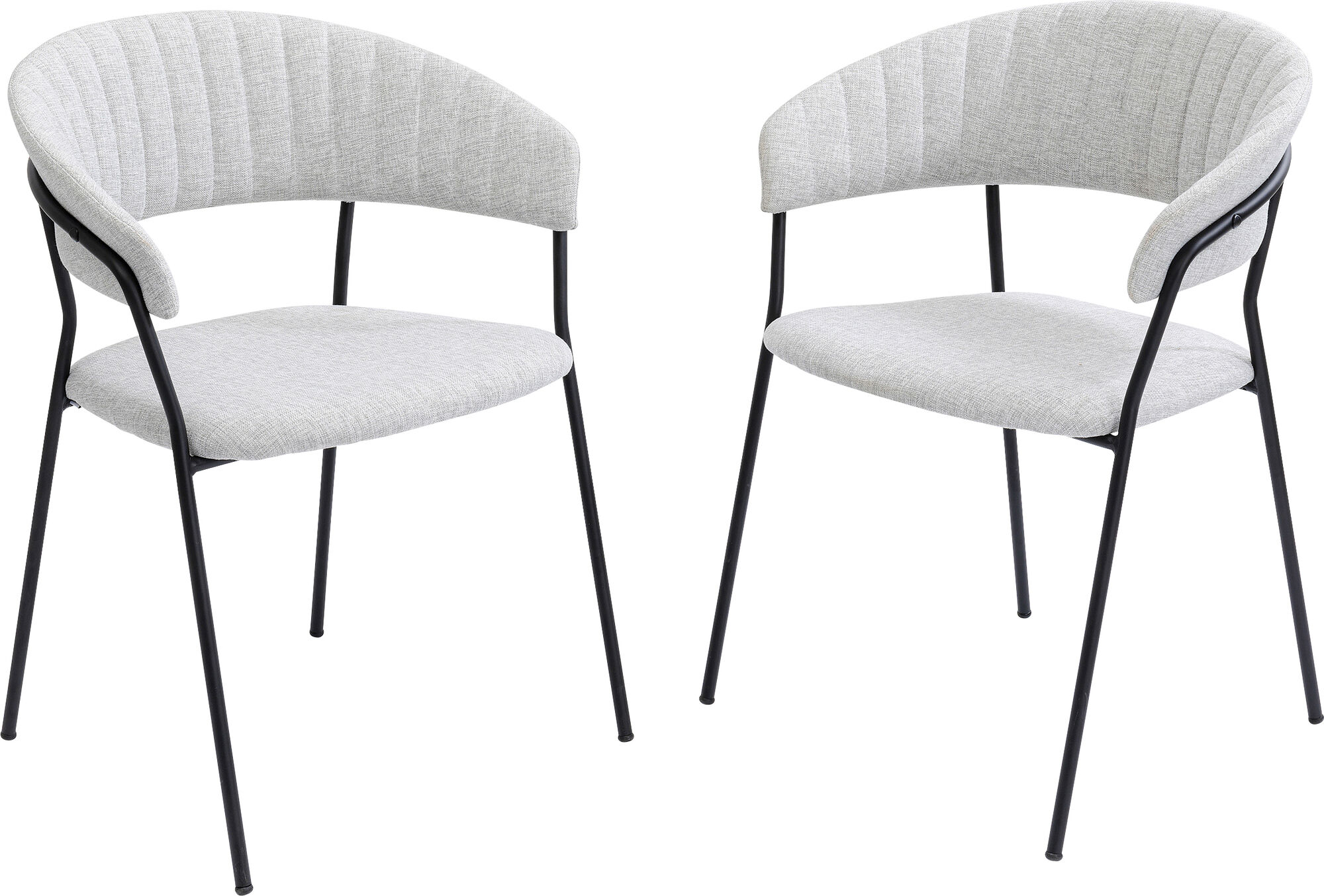 Zestaw dwóch krzeseł z podłokietnikami jasnoszare nogi czarne stalowe – obraz-1