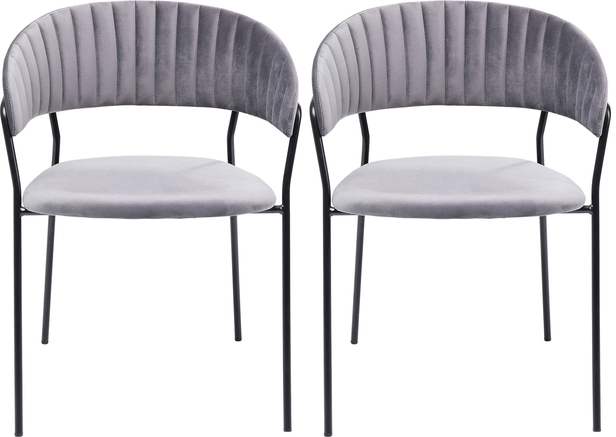 Zestaw dwóch krzeseł z podłokietnikami szare nogi czarne – obraz-1