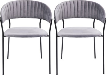 Bársony Szürke Belle Karfás Szék (2-es szett) – kép-1.