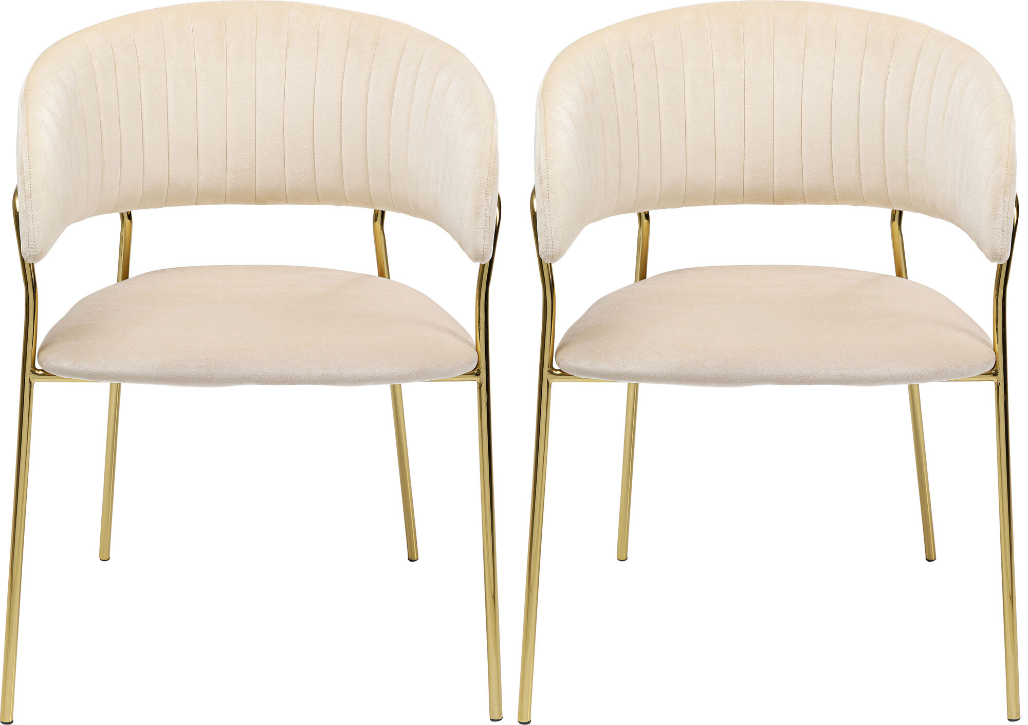 Belle stol m/armlæn, creme velour (2/Set) – billede-1.