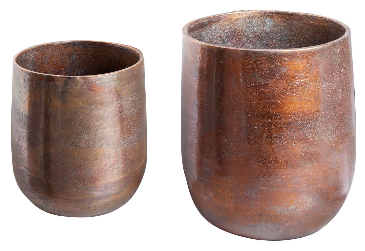 Zestaw dwóch małych doniczek aluminiowych w kolorze miedzianym do dekoracji wnętrz – grafika-1.