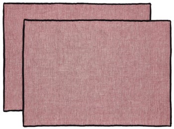 Zestaw dwóch podkładek z lnu i bawełny w kolorze bordowym 35x50 cm – obraz-1