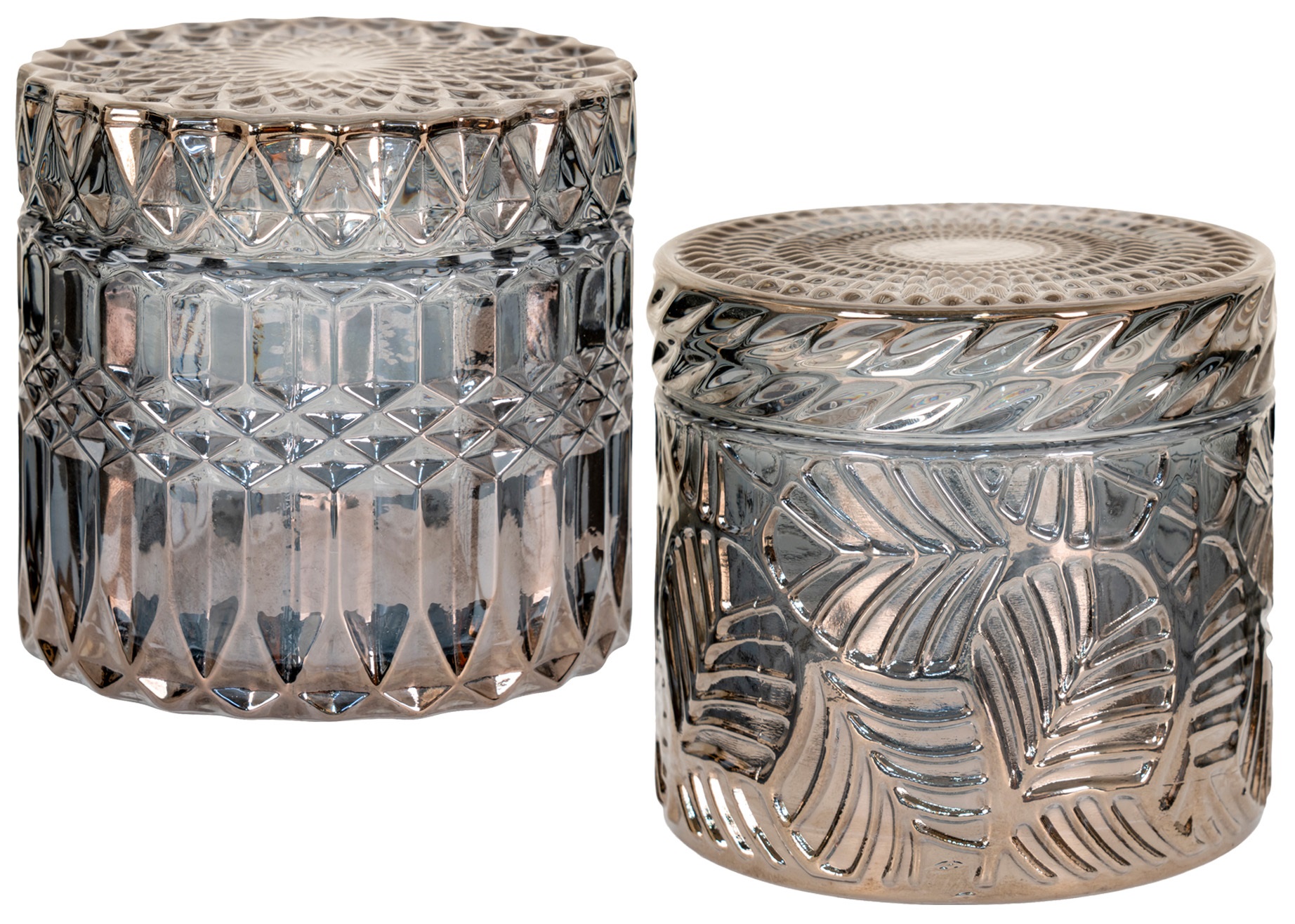 Zestaw dwóch pojemników szklanych przydymionych Ø9x9 cm – grafika-1.