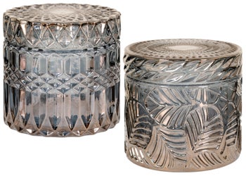 Zestaw dwóch pojemników szklanych przydymionych Ø9x9 cm – grafika-1.