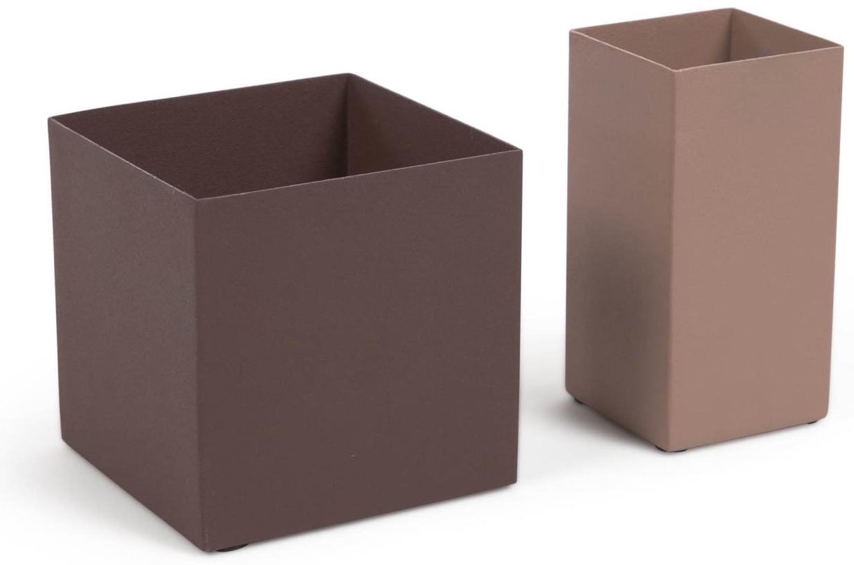 Zestaw 2 pojemników metalowych różowy 12x12 cm – obraz-1