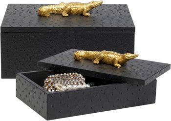 Set 2 cutii Crocodile Negru – imagine-1.