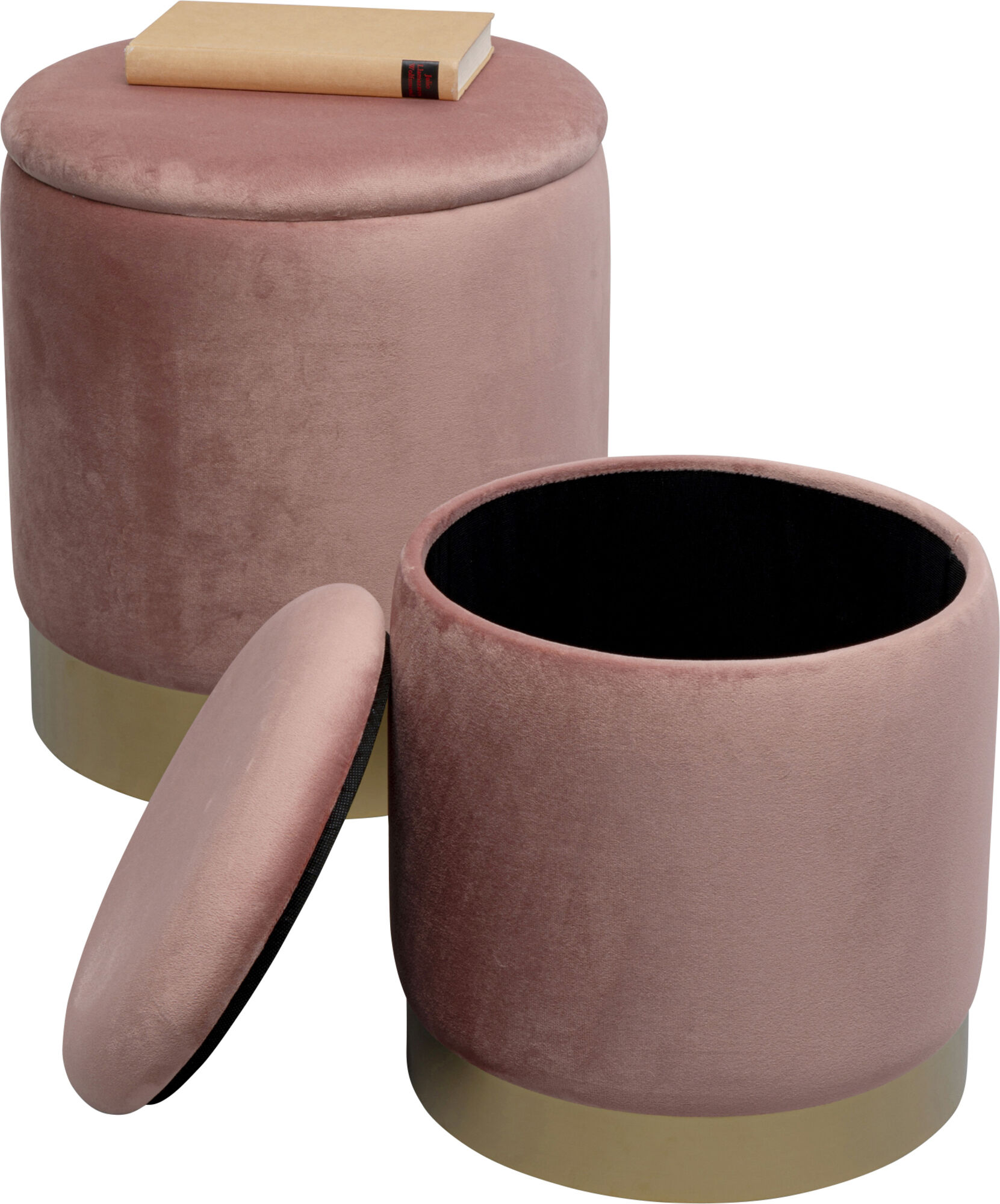 Taburet cu depozitare Cherry roz alama (2/Set) – imagine-1.