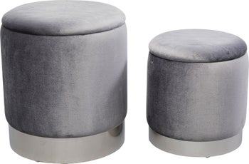 Taburet cu depozitare Cherry gri argintiu (2/Set) – imagine-1.