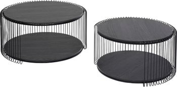 Klub stolić Wire Double Black Wood (2/Set) – slika-1.