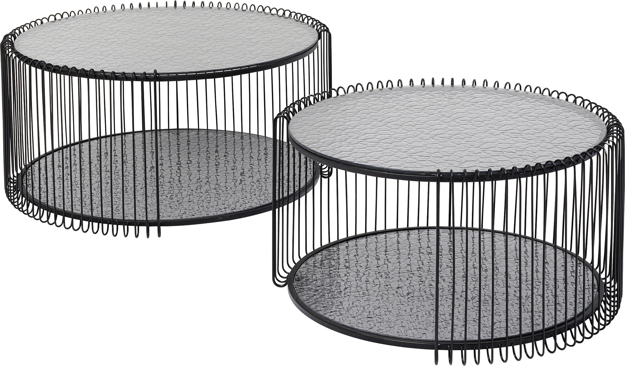 Fekete Wire Double Bubble Dohányzóasztal (2/Set) – kép-1.