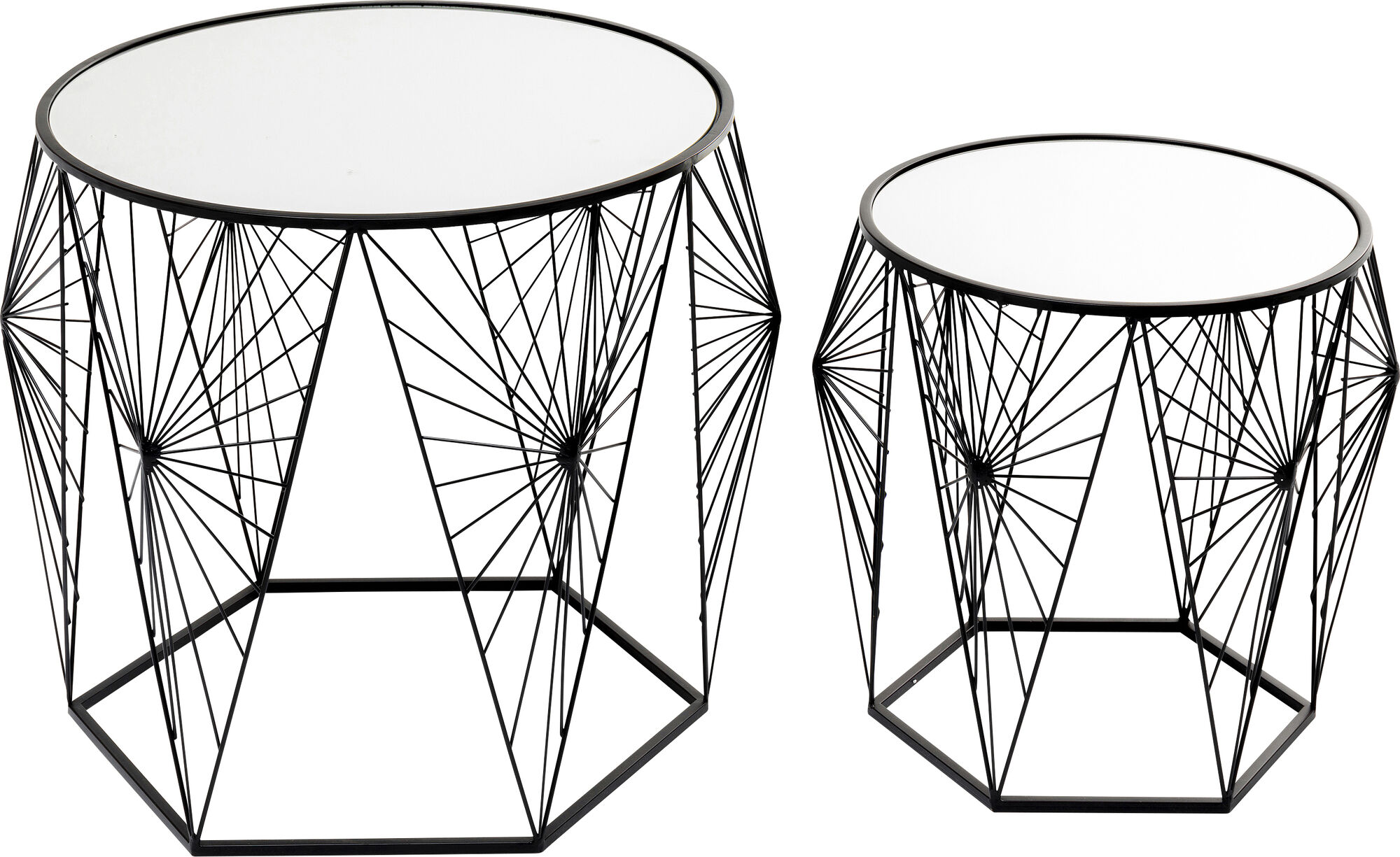 Sidobord Cobweb - Svart/Glas, Set med 2 Bord – bild-1.