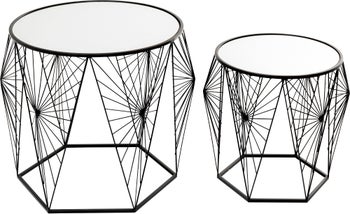 Sidobord Cobweb - Svart/Glas, Set med 2 Bord – bild-1.