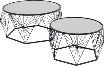 Soffbord Cobweb - Svart/Glas, Set med 2 Bord – bild-1.