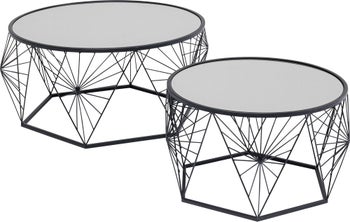 Soffbord Cobweb - Svart/Glas, Set med 2 Bord – bild-1.