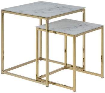 Zestaw szklanych stolików kawowych z metalowymi złotymi nogami nowoczesny styl – grafika-1.