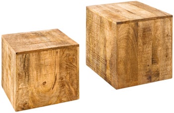 Zestaw stylowych stolików pomocniczych z naturalnego drewna mango – grafika-1.