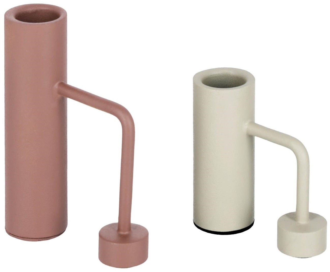 Zestaw dwóch świeczników beżowy oraz czerwony – obraz-1