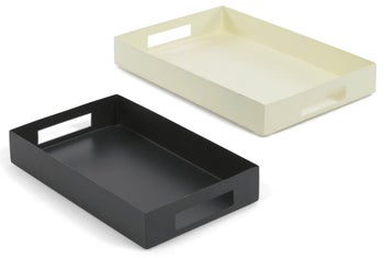 Zestaw dwóch tac metalowych szara czarna 32x22 cm – obraz-1