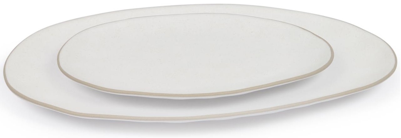 Zestaw dwóch talerzy do serwowania z porcelany biały – obraz-1