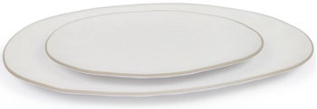Zestaw dwóch talerzy do serwowania z porcelany biały – obraz-1