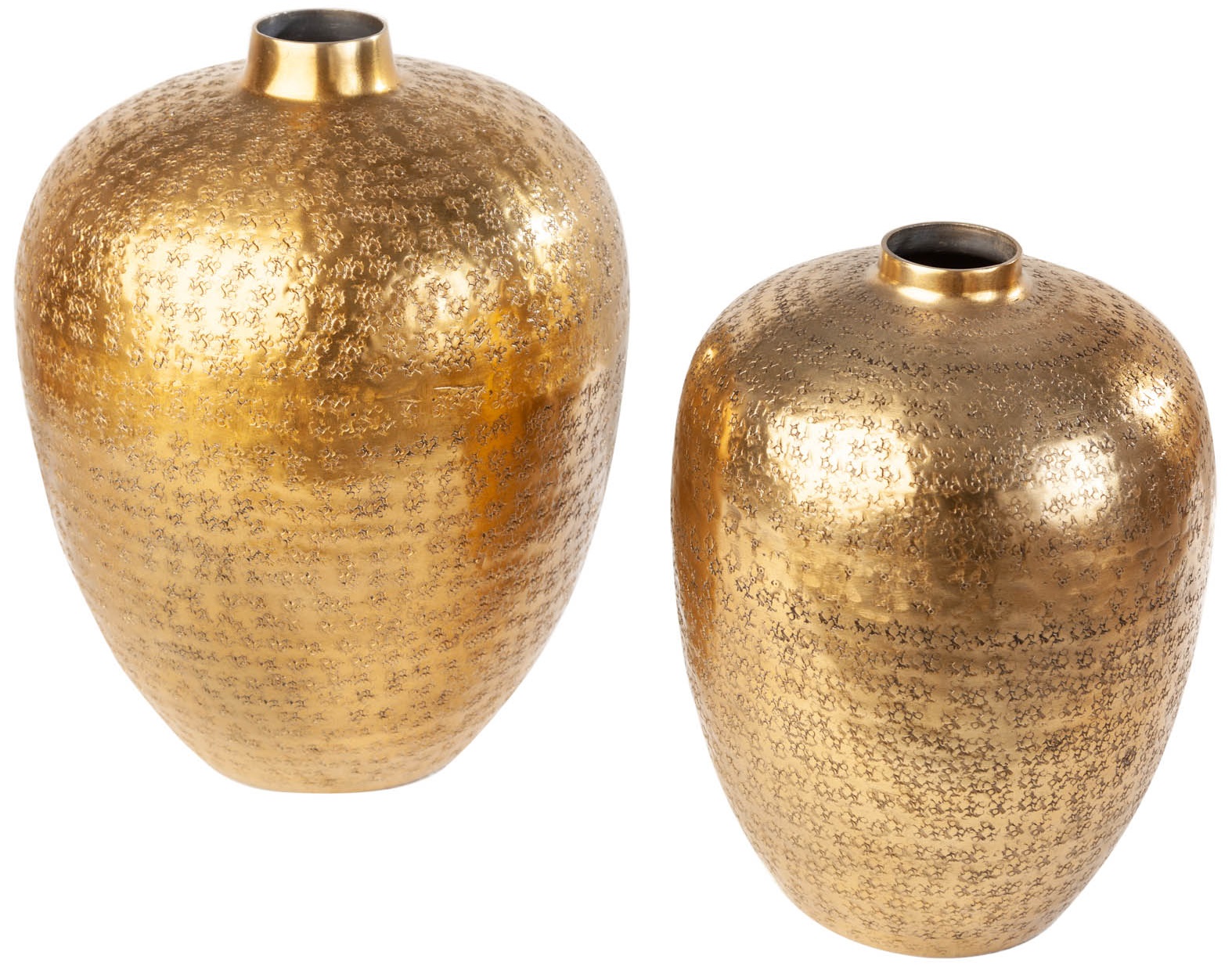 Zestaw złotych wazonów z aluminium Ø26 i Ø21 cm do dekoracji wnętrz – grafika-1.