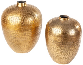 Zestaw złotych wazonów z aluminium Ø26 i Ø21 cm do dekoracji wnętrz – grafika-1.