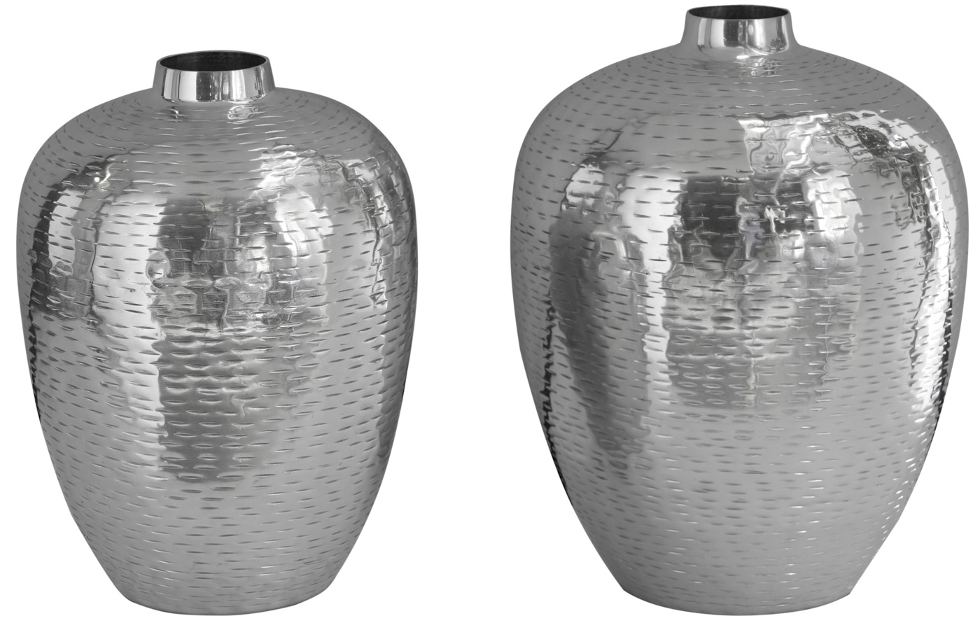 Zestaw wazonów metalowo-aluminiowych w srebrnym kolorze do dekoracji wnętrz – grafika-1.