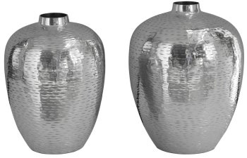 Zestaw wazonów metalowo-aluminiowych w srebrnym kolorze do dekoracji wnętrz – grafika-1.