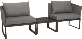 Zestaw mebli ogrodowych kolor szary nogi aluminiowe antracytowe 228x63cm – obraz-1