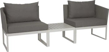 Zestaw mebli ogrodowych kolor szary nogi aluminiowe białe 228x63cm – obraz-1