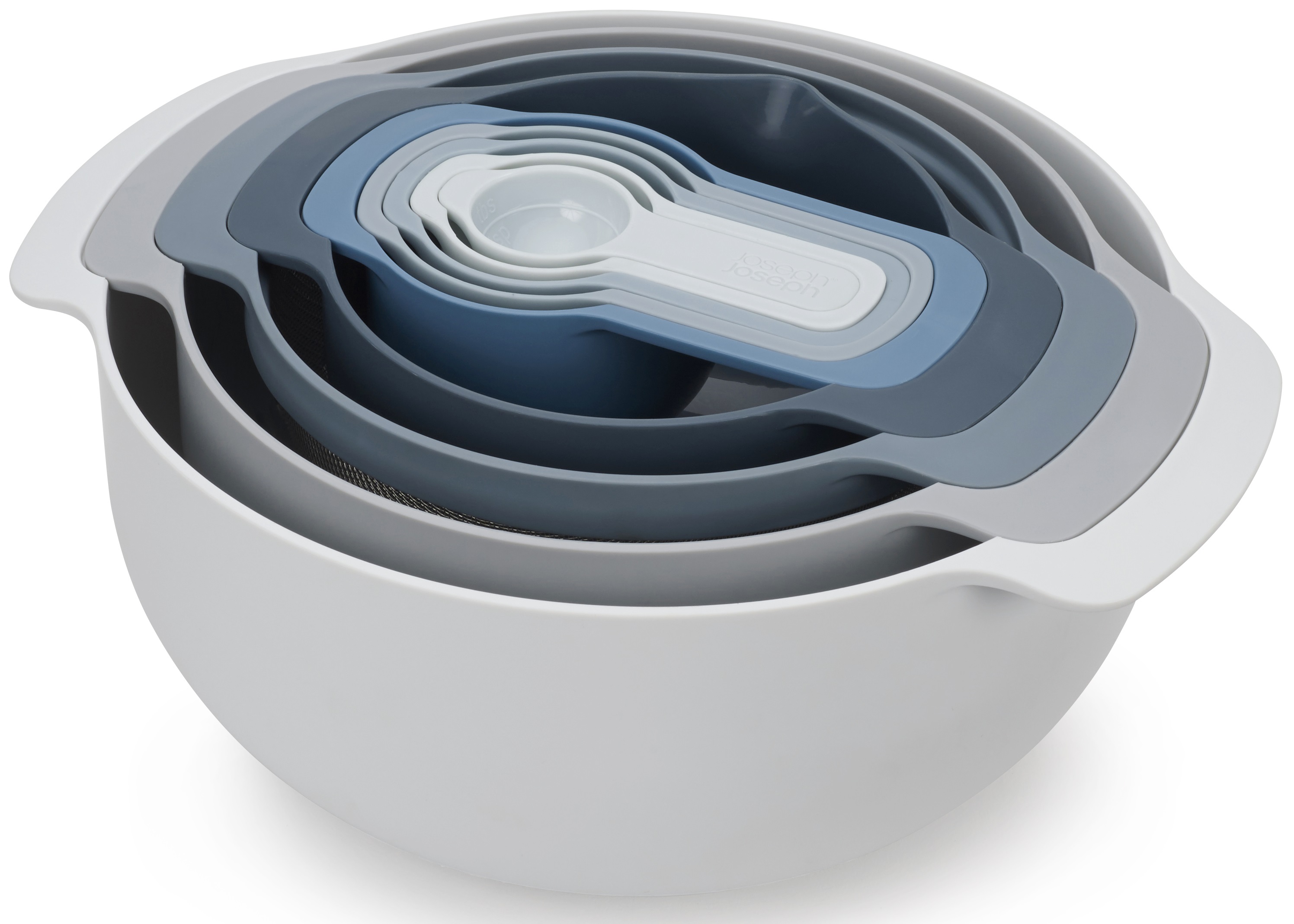 Zestaw misek kuchennych z miarkami 9 el. niebieski – obraz-1