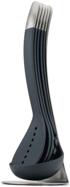 Zestaw narzędzi kuchennych na stojaku 6 el. srebrno-granatowy – obraz-1