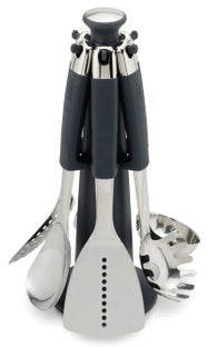 Zestaw 6 przyborów kuchennych z karuzelą srebrno-czarny – obraz-1