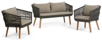 Zestaw mebli 2 osobowej sofy i 2 foteli zielony – obraz-1