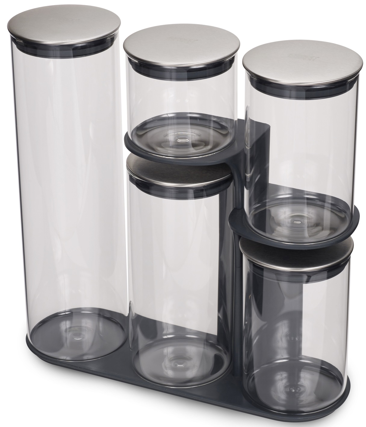 Zestaw pojemników 5 el. z podstawką szary – obraz-1