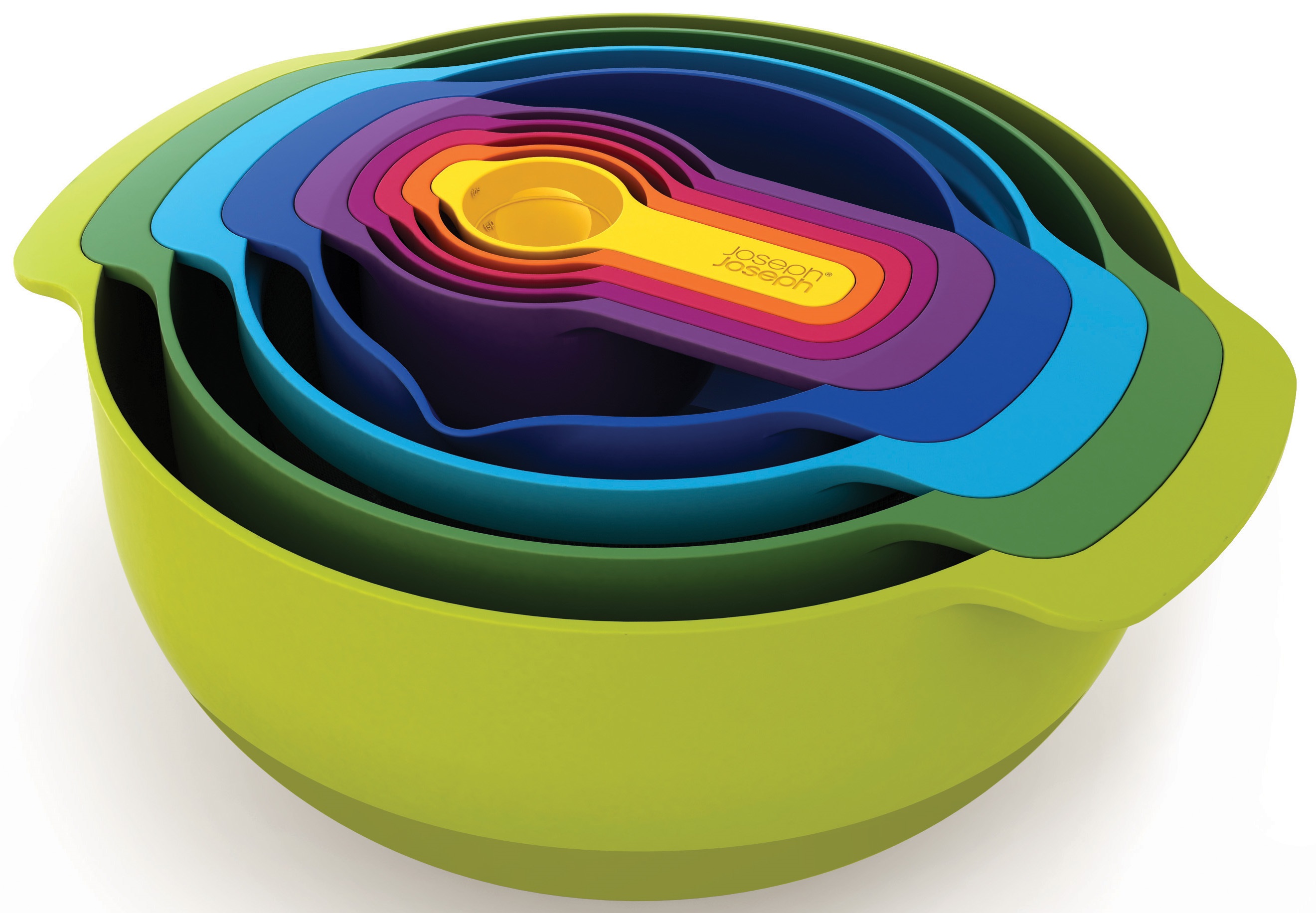 Zestaw misek kuchennych z miarkami 9 el. kolorowy – obraz-1