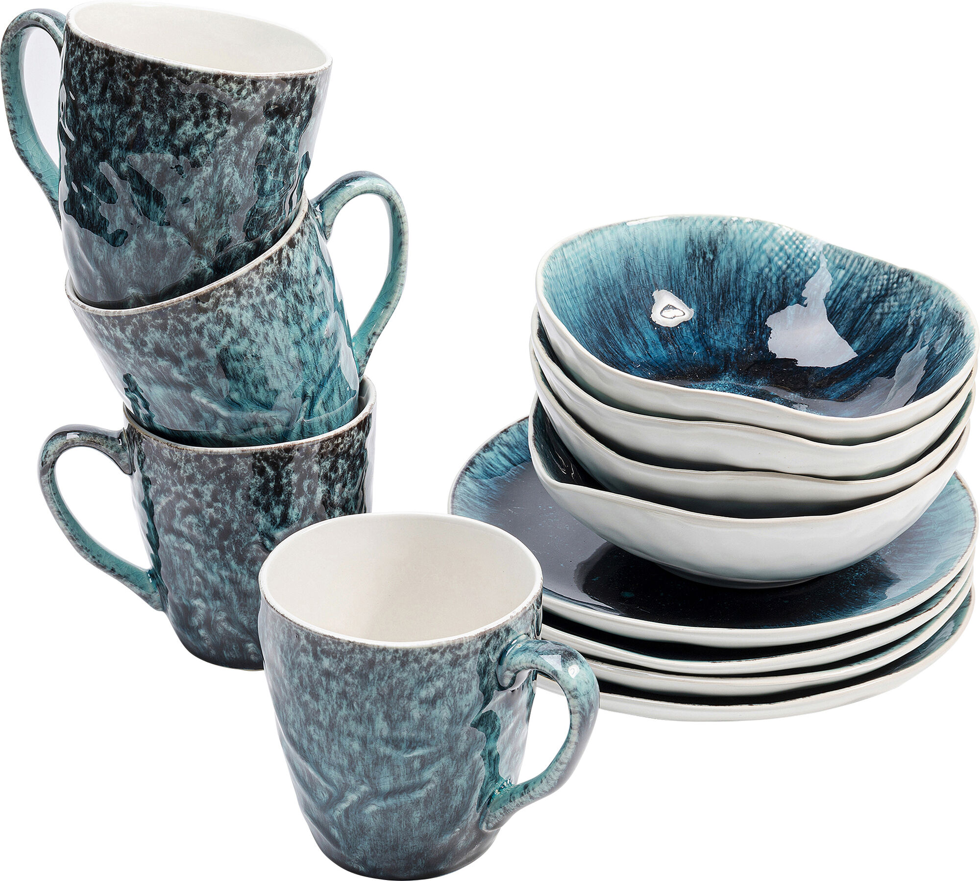 Servis Mustique Blå Keramik, 12-delar – bild-1.