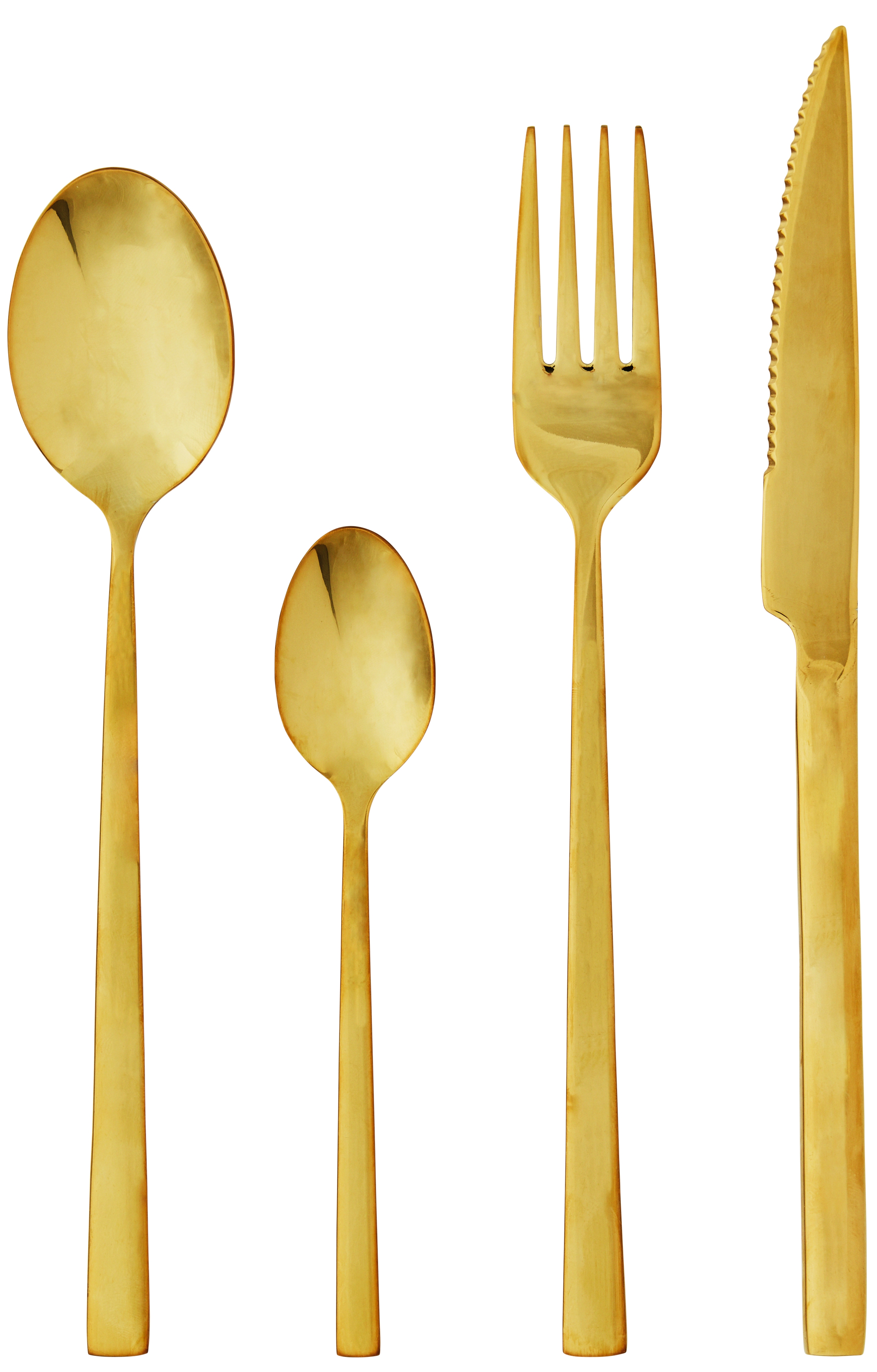 Zestaw sztućców 4-set ze stali nierdzewnej złoty – obraz-1
