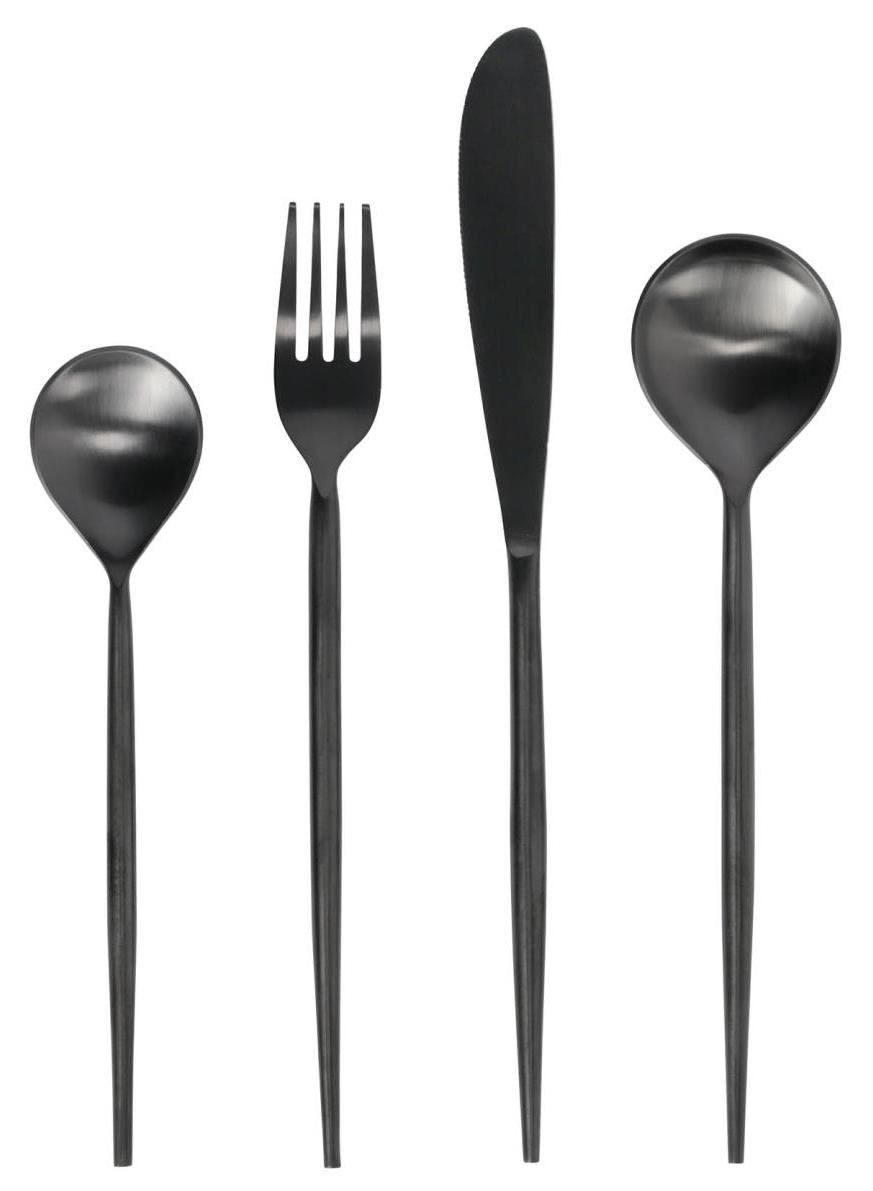 Komplet sztućców czarny 16 el. – obraz-1