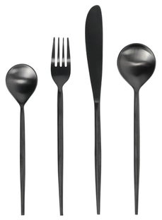 Komplet sztućców czarny 16 el. – obraz-1