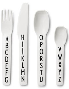 Zestaw sztućców dla dziecka z literkami 4-set biały – obraz-1