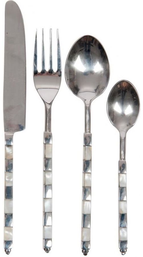 Zestaw sztućców Pearl White 24 elementów – obraz-1