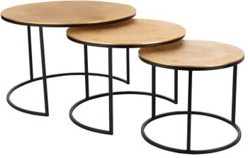 Zestaw trzech stolików kawowych Guhsa złoto-czarnych – obraz-1