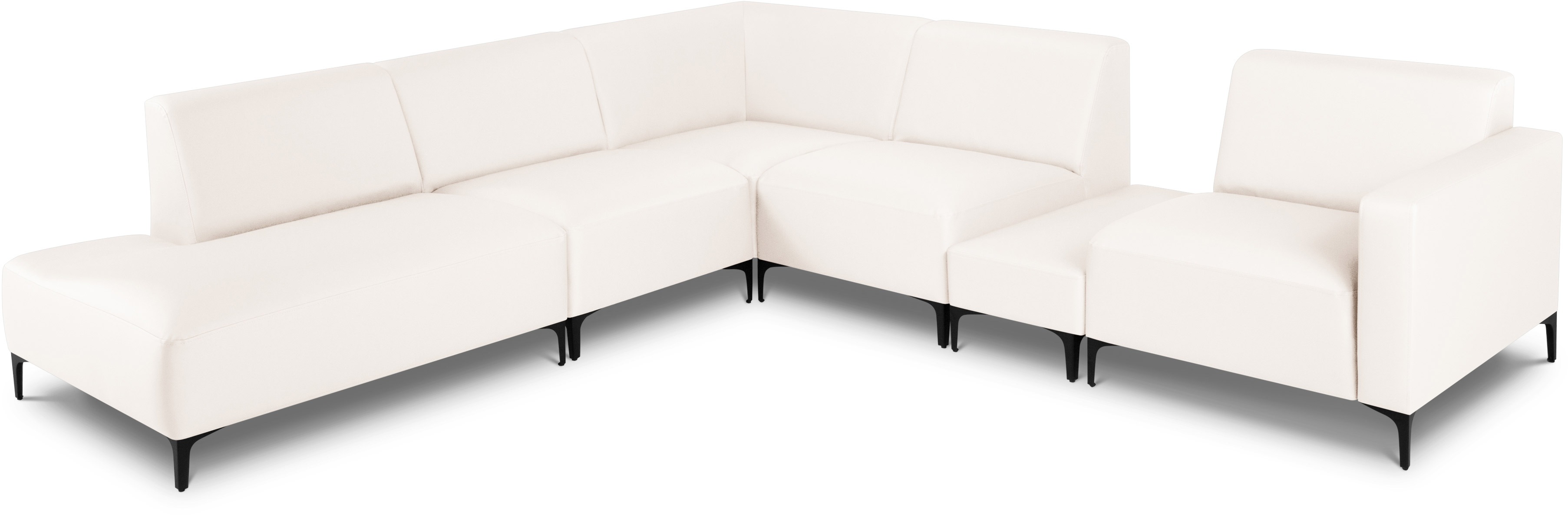 Zestaw wypoczynkowy ogrodowy modułowy biały lewy 290x274 cm – obraz-1
