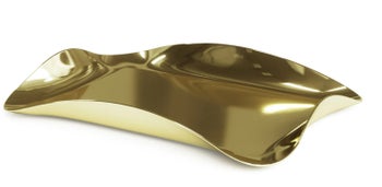 Złota taca na przekąski z zakrzywionym obwodem metalowa 30x23x4 cm – obraz-1