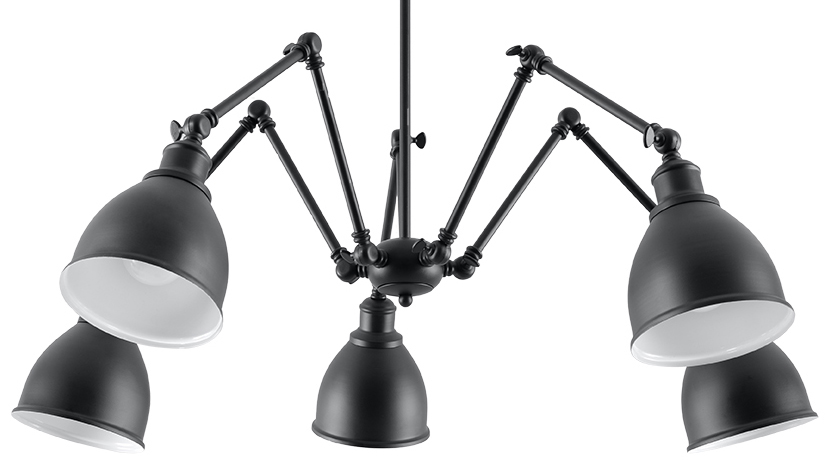 Lampa wisząca 5-punktowa 70x100 cm czarna – obraz-1